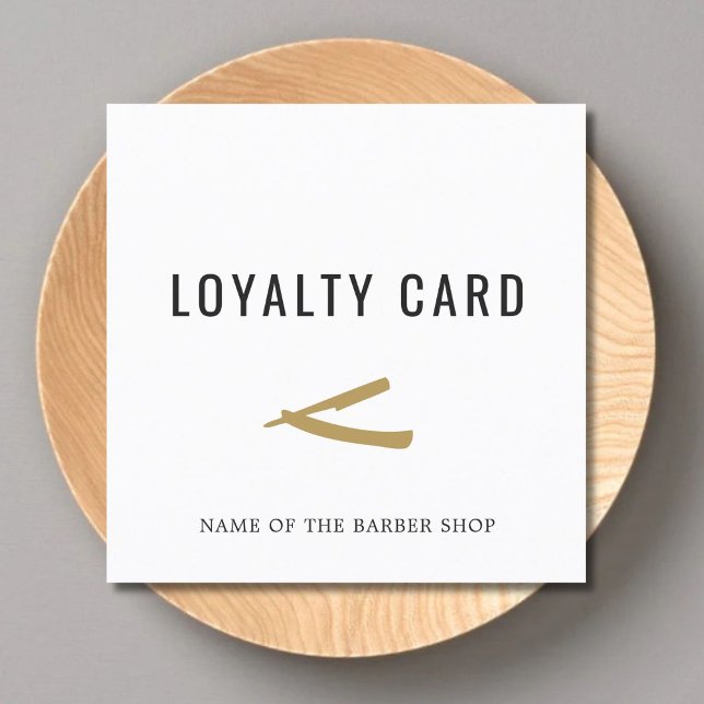 Carte De Fidélité Elegant White Faux Gold Razor Loyalty Card (Créateur téléchargé)