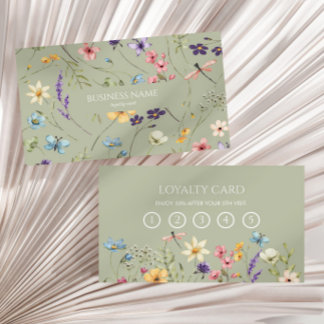 Carte De Fidélité Elegant Wildflower Wild Flower Floral Custom