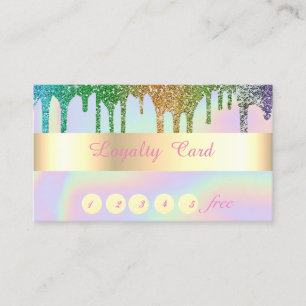 Carte de Fidélité Elegante à Paillettes Holographi