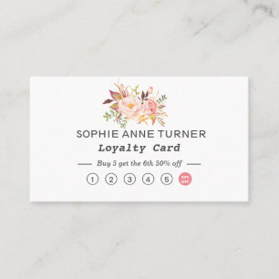 Carte De Fidélité Elégante aquarelle Fleurs Professionnels