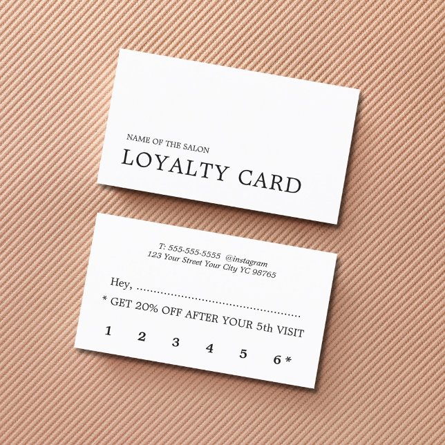 Carte De Fidélité Élégante Beauté Minimaliste Noir et Blanc (Créateur téléchargé)