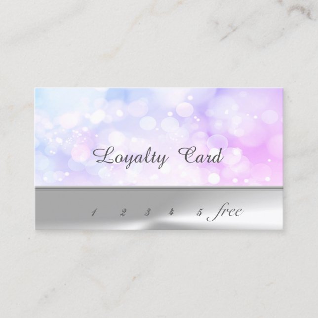 Carte de fidélité élégante et stylée argent, Bokeh (Devant)