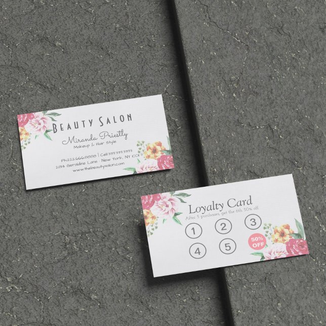 Carte de fidélité Elégante maquillage floral & lis (Créateur téléchargé)