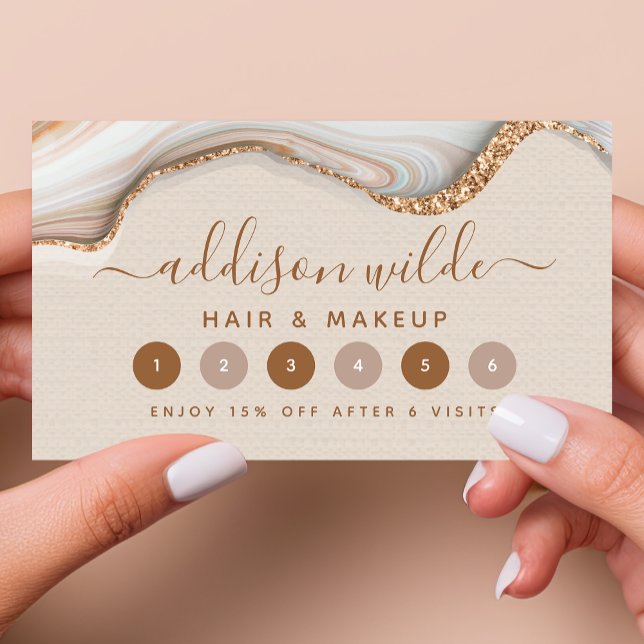 Carte De Fidélité Elégante Parties scintillant Or Marbre Agate Moder (Créateur téléchargé)