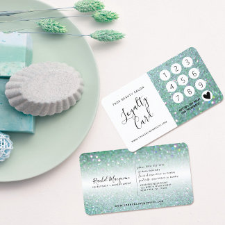 Carte De Fidélité Élégante Parties scintillant verte Turquoise