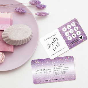 Carte De Fidélité Élégante Parties scintillant violette Lilac Sparkl