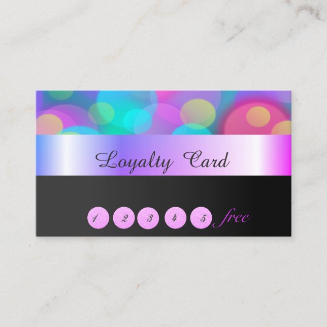 Carte de Fidélité Élégante, Stylée, Bokeh Coloré (Devant)