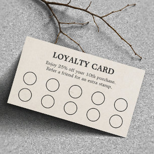 Carte De Fidélité Élégante texture minimaliste beige et noir pour sa
