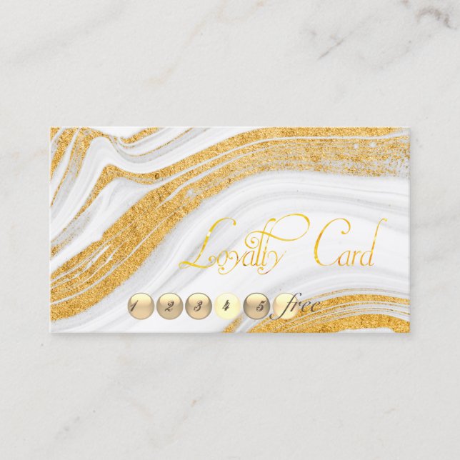 Carte de fidélité en marbre blanc avec paillettes  (Devant)