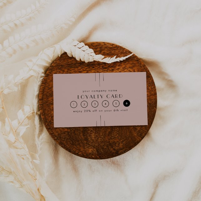 Carte De Fidélité EVERLY Art Deco Blush Pink Business Reward 6 Punch (EVERLY Art Deco Blush Pink Business Reward 6 Punch Loyalty Card)