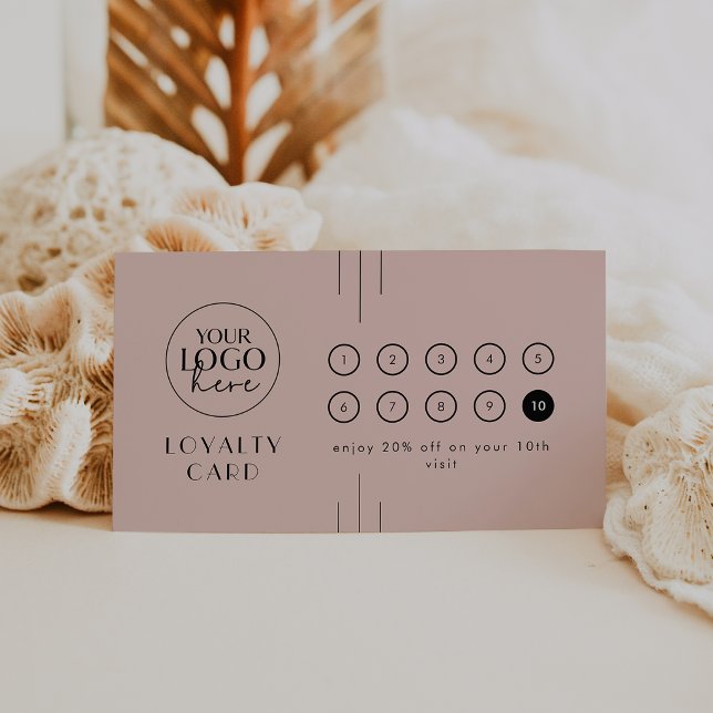 Carte De Fidélité EVERLY Art Deco Pink Logo Business Reward 10 Punch (EVERLY Art Deco Pink Logo Business Reward 10 Punch Loyalty Card)