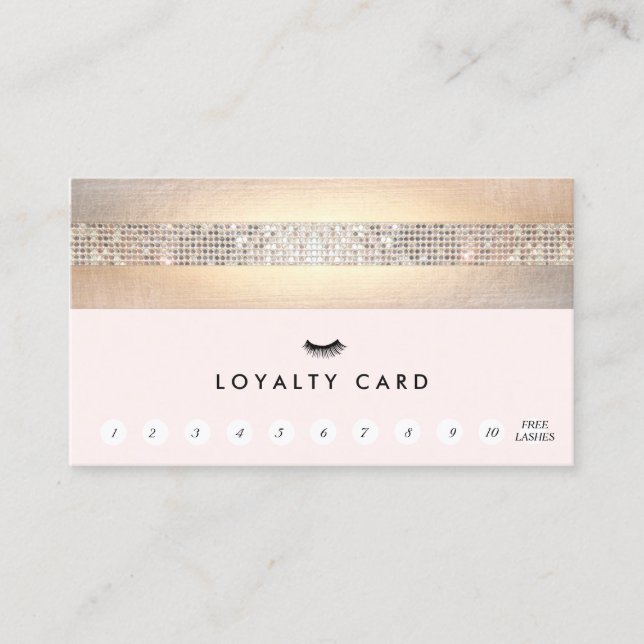 Carte De Fidélité Extensions EyeLash Loyauté client rose 11 Punch (Devant)