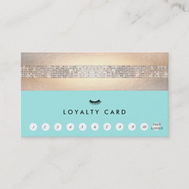 Carte De Fidélité Extensions EyeLash Loyauté Turquoise 10 Punch (Devant)