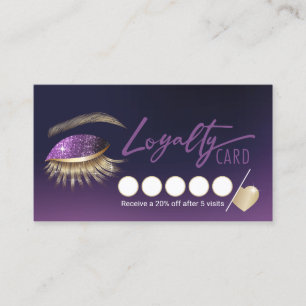 Carte De Fidélité Extensions Eyelash Purple Lash Salon Loyauté