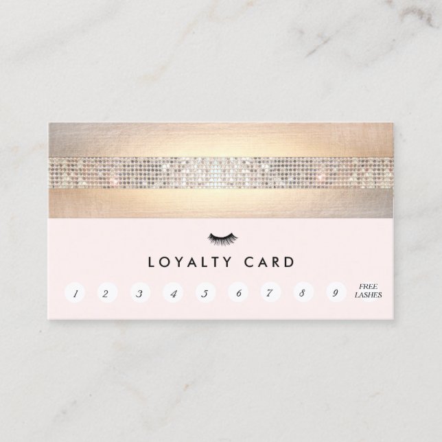 Carte De Fidélité Extensions Lash Loyauté client rose 10 Punch (Devant)