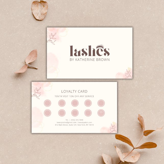 Carte De Fidélité Eyelash Extension Élégant Marque Lash Artiste (Eyelash Extension Elegant Branding Lash Artist Discount for 10th visit Loyalty Card)