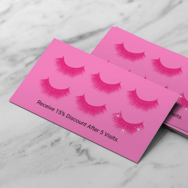 Carte De Fidélité Eyelash Extensions Lash Bar Loyauté noir et rose (Créateur téléchargé)