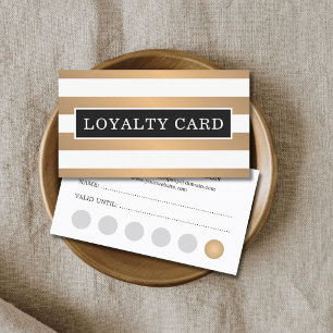 Carte De Fidélité Faux Gold White Stripes Beauty Loyalty Card