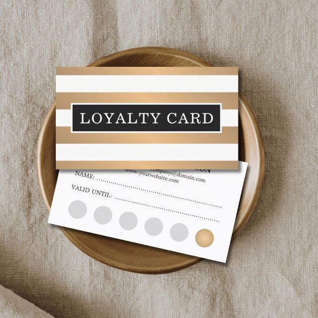 Carte De Fidélité Faux Gold White Stripes Beauty Loyalty Card (Créateur téléchargé)