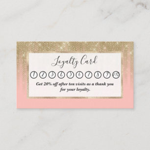 Carte De Fidélité Fille Glamour Or rose Parties scintillant Gradient