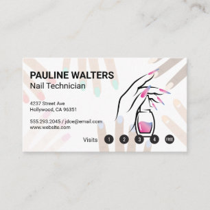 Carte De Fidélité Flacon de vernis à ongles et bouchon   Salon de ma