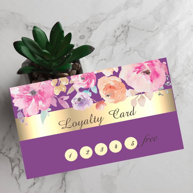 Carte de fidélité Fleurs aquarelle de style modern (Créateur téléchargé)