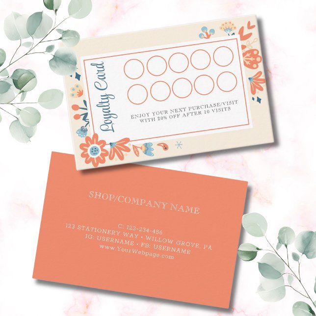 Carte De Fidélité Fleurs folkloriques nordiques florales (Créateur téléchargé)