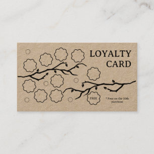 Carte De Fidélité Fleurs Kraft sur les branches Élégante entreprise