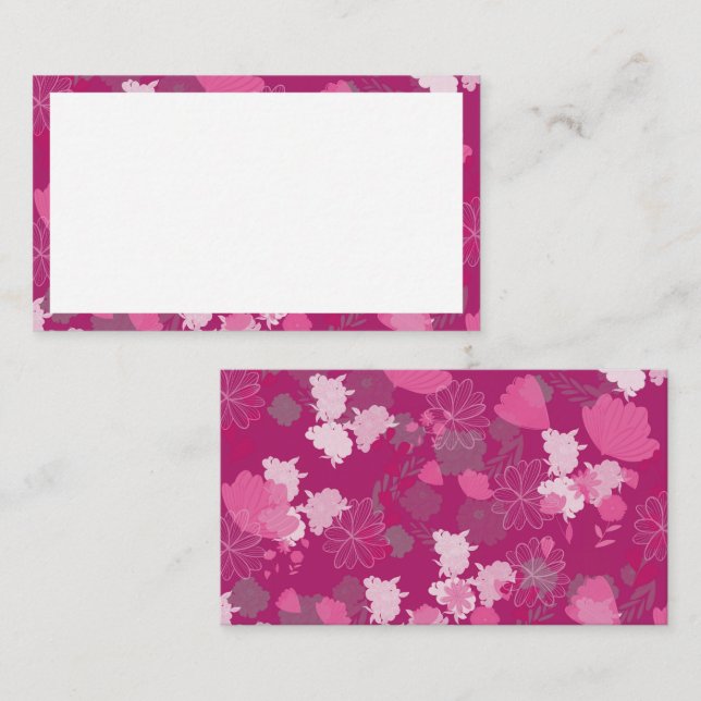 Carte De Fidélité fleurs roses (Devant / Derrière)