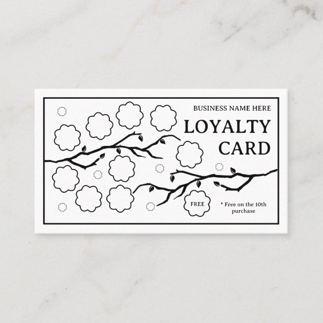 Carte De Fidélité Fleurs sur branches Élégant (Devant)