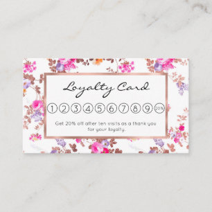 Carte De Fidélité Floral vintage chic de rose de rose de pays Girly