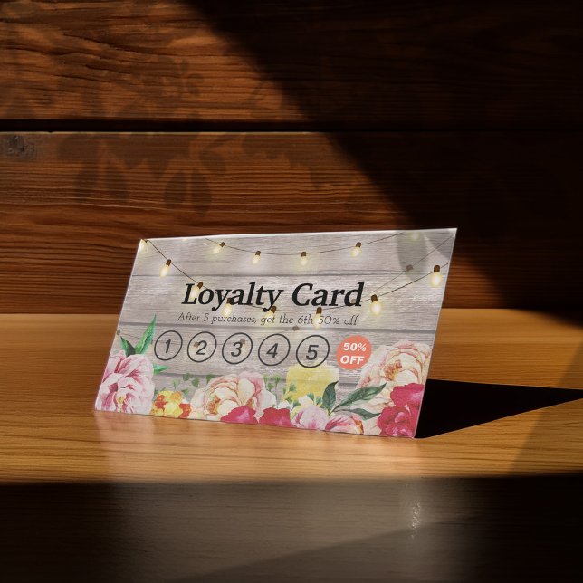 Carte De Fidélité Flore Chaîne Lights Rustique Salon de Bois Loyauté (Créateur téléchargé)