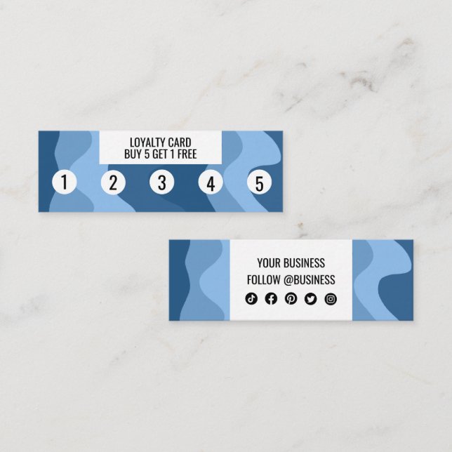 Carte De Fidélité Formes d'onde bleue Façade à la main Icônes social (Devant / Derrière)