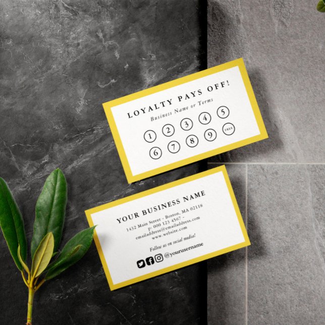 Carte De Fidélité Frontière Jaune Social Media Loyalty Punch (Créateur téléchargé)