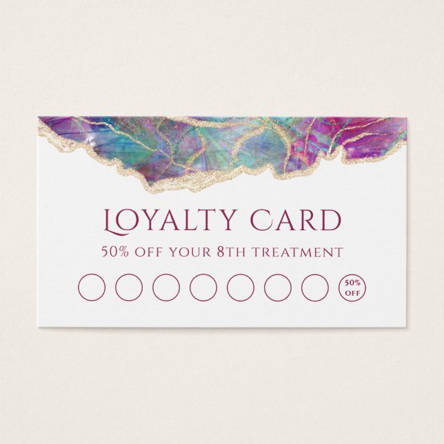 Carte de fidélité Fuchsia aquamarine opal design (Devant)