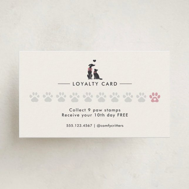 Carte De Fidélité Garde d'animaux Élégante Classique (Créateur téléchargé)
