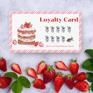 Carte De Fidélité Gâteau court aux fraises à l'aquarelle Fait avec a
