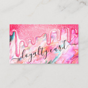 Carte De Fidélité Girly Neon Coral Pearl Parties scintillant Opal Le