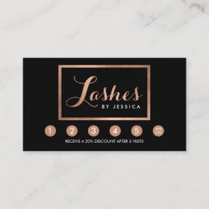 Carte De Fidélité Glam Lashes Script Texte Rose Gold/Black Loyalty