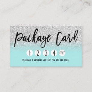 Carte De Fidélité Glamour Chint Mint Argent Parties scintillant Mode