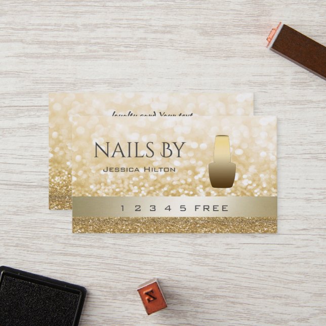 carte de fidélité glittery bokeh brillant vernis à (Devant/Arrière en situation)