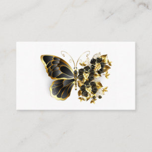 Carte De Fidélité Gold flower Butterfly with Black Orchid