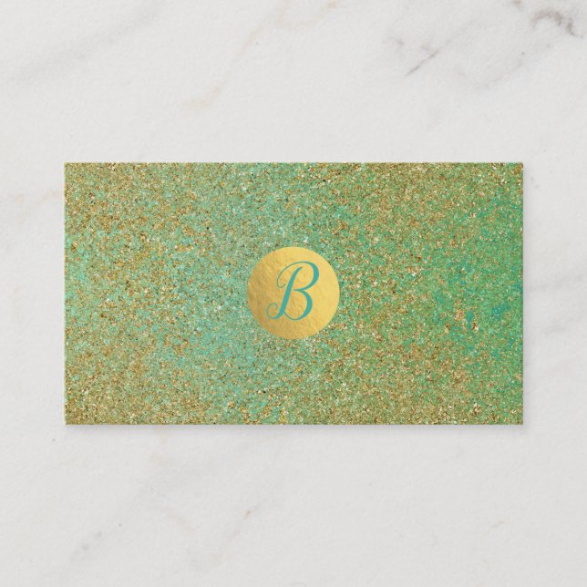 Carte de fidélité Gold Glitter Teal Aqua Glam (Devant)
