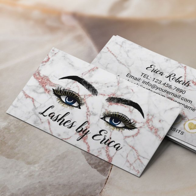 Carte De Fidélité Gold Lashes Maquillage Artiste Rose Gold Marble Lo (Créateur téléchargé)