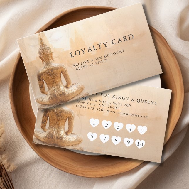 Carte De Fidélité Golden Buddha Heart Salon  10 Visit Loyalty Card (Golden Buddha Heart Salon 10 Visit Loyalty Card)