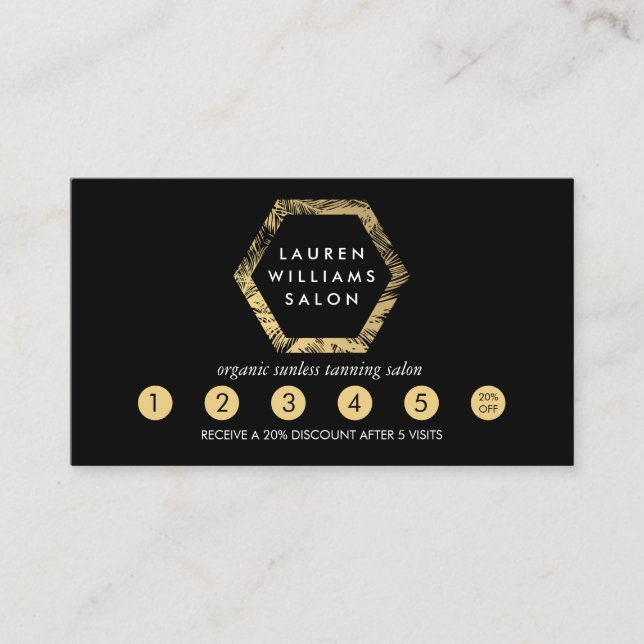 Carte De Fidélité Golden Palms Spray Tanning Logo Black Loyalty Card (Devant)