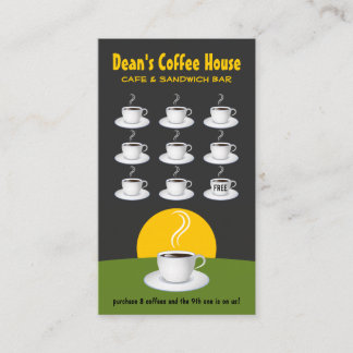 Carte De Fidélité Green Black Coffee Shop Loyalty Awards Punch Café