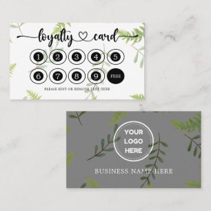 Carte De Fidélité Green Business Logo Magasin Salon Café