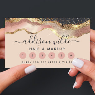 Carte De Fidélité Gris Rose Et Or Élégant Script Moderne