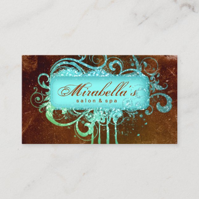 Carte De Fidélité Grunge Parties scintillant Salon Spa Brown Blue Lo (Devant)